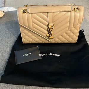 YVES SAINT LAURENT Envelope Beige with gold hardware